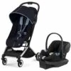Cybex Orfeo Compact Stroller + Aton G SensorSafe Travel System Bundle - Ocean Blue / Moon Black -Cybex cybex orfeo compact stroller aton g sensorsafe travel system bundle ocean blue moon black 7