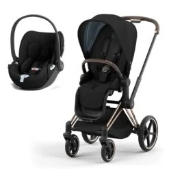 CYBEX Priam Cloud T Travel System - Deep Black (2022) -Cybex cybex priam cloud t travel system deep black cloudt rose gold