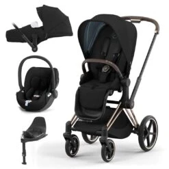 CYBEX Priam Cloud T Travel System - Deep Black (2022) -Cybex cybex priam cloud t travel system deep black lite cloudt base rose gold