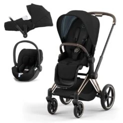CYBEX Priam Cloud T Travel System - Deep Black (2022) -Cybex cybex priam cloud t travel system deep black lite cloudt rose gold