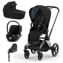 CYBEX Priam Cloud T Travel System - Deep Black (2022) -Cybex cybex priam cloud t travel system deep black lux cloudt base chrome black