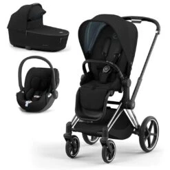 CYBEX Priam Cloud T Travel System - Deep Black (2022) -Cybex cybex priam cloud t travel system deep black lux cloudt chrome black