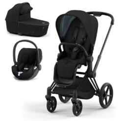 CYBEX Priam Cloud T Travel System - Deep Black (2022) -Cybex cybex priam cloud t travel system deep black lux cloudt matt black