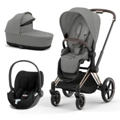 CYBEX Priam Cloud T Travel System - Mirage Grey -Cybex cybex priam mirage grey rose gold cloud t flat 3
