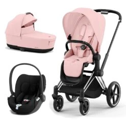 CYBEX Priam Cloud T Travel System - Peach Pink -Cybex cybex priam peach pink chrome black cloud t flat 3