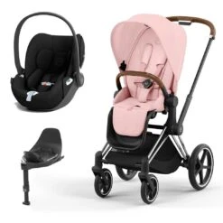 CYBEX Priam Cloud T Travel System - Peach Pink -Cybex cybex priam peach pink chrome brown cloud t flat 2
