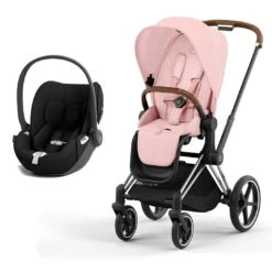 CYBEX Priam Cloud T Travel System - Peach Pink -Cybex cybex priam peach pink chrome brown cloud t flat