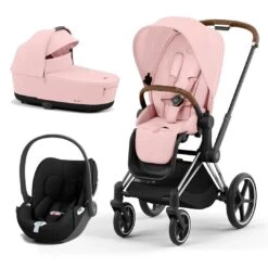 CYBEX Priam Cloud T Travel System - Peach Pink -Cybex cybex priam peach pink chrome brown cloud t flat 3