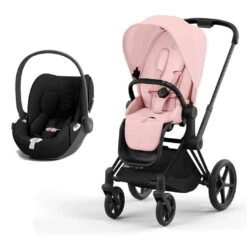 CYBEX Priam Cloud T Travel System - Peach Pink -Cybex cybex priam peach pink matt black cloud t flat