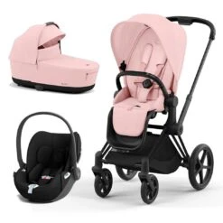 CYBEX Priam Cloud T Travel System - Peach Pink -Cybex cybex priam peach pink matt black cloud t flat 3