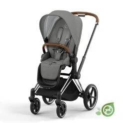 CYBEX Priam Pushchair - Conscious Collection - Pearl Grey (2022) -Cybex cybex priam pearl grey chrome brown flat
