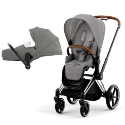 CYBEX Priam PLUS Pushchair - Manhattan Grey (2022) -Cybex cybex priam plus pushchair manhattan grey chrome brown lite