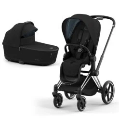 CYBEX Priam Pushchair - Deep Black (2022) -Cybex cybex priam pushchair deep black 2022 chrome black lux