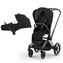 CYBEX Priam Pushchair - Deep Black (2022) -Cybex cybex priam pushchair deep black 2022 rose gold lite
