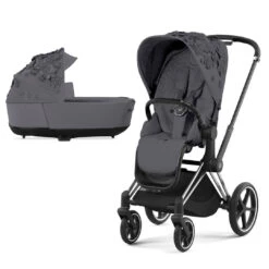 CYBEX Priam Pushchair - Simply Flowers - Dream Grey (2022) -Cybex cybex priam pushchair simply flowers dream grey lux carrycot chrome black frame