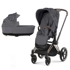 CYBEX Priam Pushchair - Simply Flowers - Dream Grey (2022) -Cybex cybex priam pushchair simply flowers dream grey lux carrycot rose gold frame