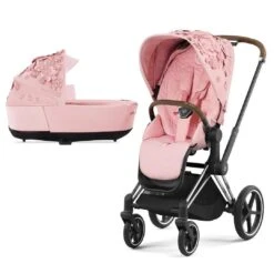 CYBEX Priam Pushchair - Simply Flowers - Pale Blush (2022) -Cybex cybex priam pushchair simply flowers pale blush lux carrycot chrome brown frame