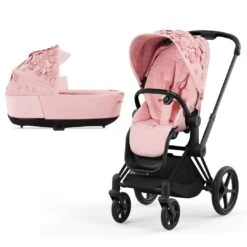 CYBEX Priam Pushchair - Simply Flowers - Pale Blush (2022) -Cybex cybex priam pushchair simply flowers pale blush lux carrycot matt black frame