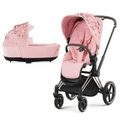 CYBEX Priam Pushchair - Simply Flowers - Pale Blush (2022) -Cybex cybex priam pushchair simply flowers pale blush lux carrycot rose gold frame