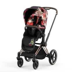 CYBEX Priam Pushchair - Spring Blossom - Dark (2022) -Cybex cybex priam pushchair spring blossom dark rose gold frame