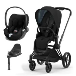 CYBEX Priam Cloud T Travel System - Deep Black (2022) -Cybex cybex priam xloud t travel system deep black cloudt base matt black