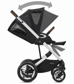 Cybex Talos S Lux All-Terrain Stroller + Aton 2 SensorSafe Travel System Bundle - Navy Blue / Lavastone Black -Cybex cybex talos s lux all terrain stroller aton 2 sensorsafe travel system bundle deep black lavastone black 156 1