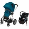 Cybex Talos S Lux All-Terrain Stroller + Aton 2 SensorSafe Travel System Bundle - River Blue / Lavastone Black -Cybex cybex talos s lux all terrain stroller aton 2 sensorsafe travel system bundle river blue lavastone black 62