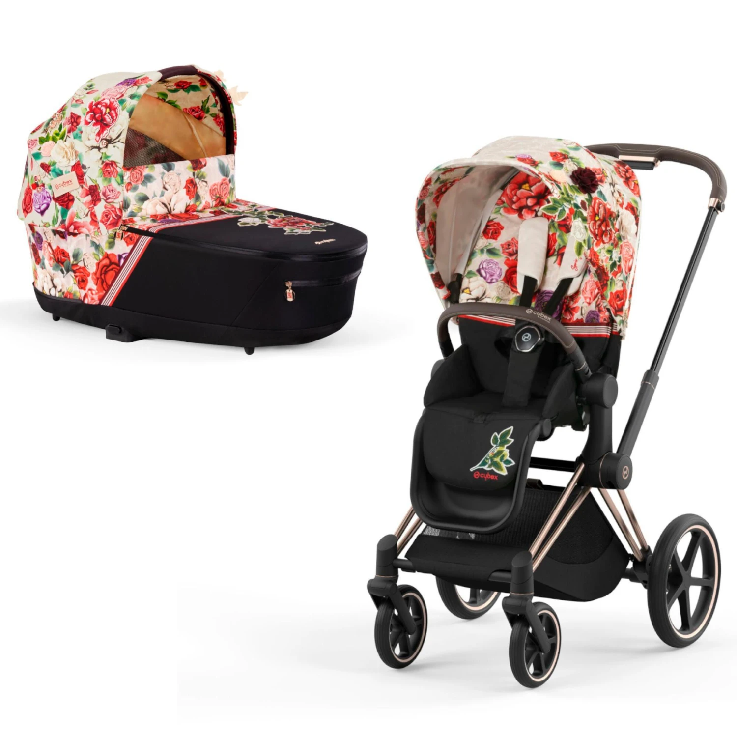 Cybex Priam Stroller Set Spring Blossom Light, Frame Rose Gold 3 Cybex Priam Stroller Set Spring Blossom Light, Frame Rose Gold